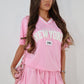 Pink baseball jersey top