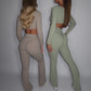 GYM GIRL ERA EXCLUSIVE Olive Sculpt square neck top