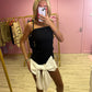 Black and white bow front mini dress