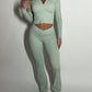 PRE-ORDER GYM GIRL ERA EXCLUSIVE Sage Sculpt V waist flared bottoms