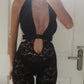 Black lace cut out jumpsuit
