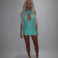 LIMITED EDITION HAND MADE AND DESIGNED IN HOUSE: ‘Aura’ blue lace dress