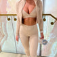 Beige Active-wear 3 piece Jacket, sports bra and leggings