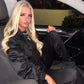 Black ruched sleeve tracksuit