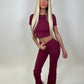 Sculpt burgundy crop top and flared leggings set
