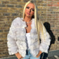Fox white 3/4 sleeve Faux fur coat