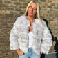 Fox white 3/4 sleeve Faux fur coat