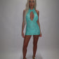 LIMITED EDITION HAND MADE AND DESIGNED IN HOUSE: ‘Aura’ blue lace dress