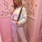 Grey plush wide leg tracksuit