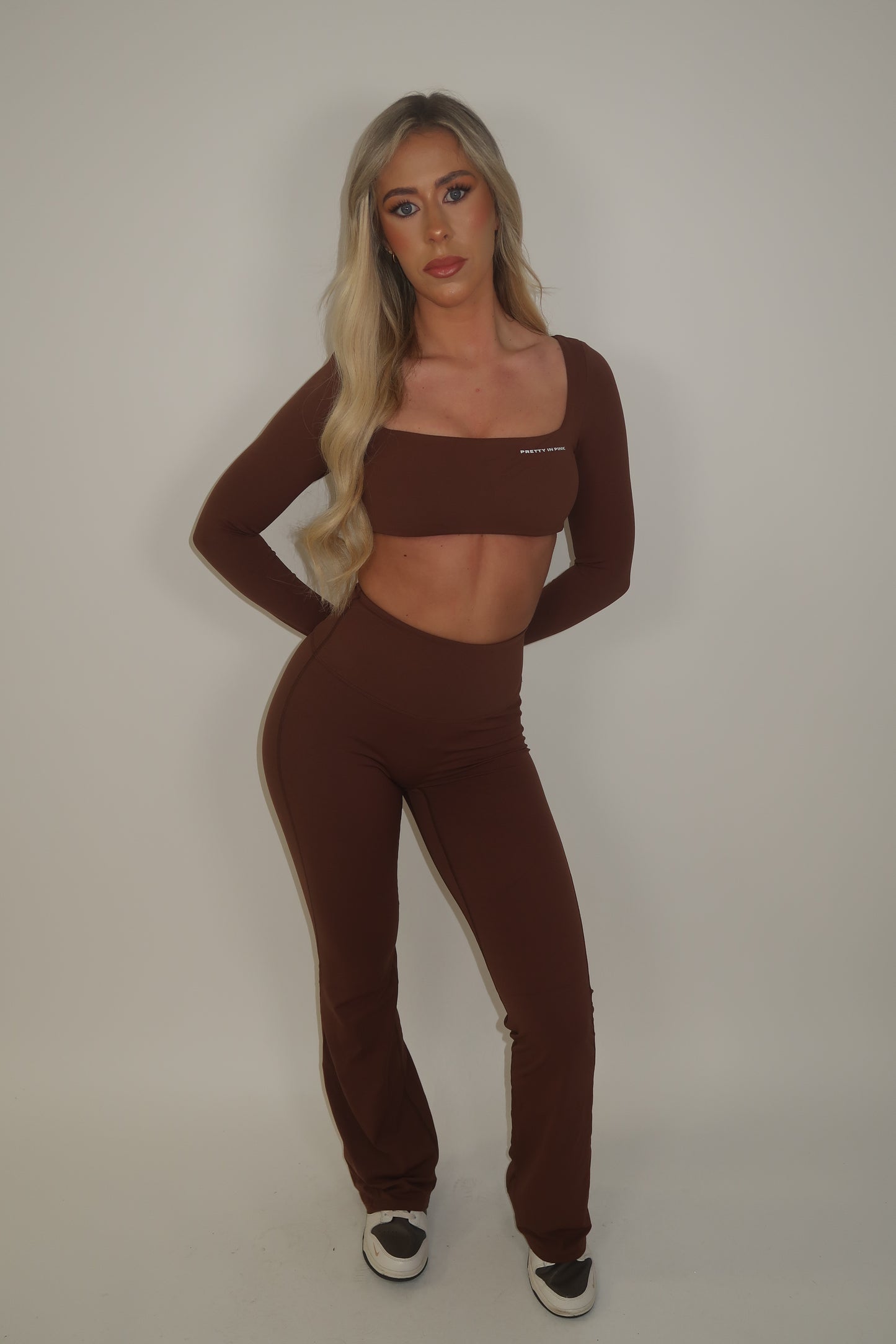 GYM GIRL ERA EXCLUSIVE chocolate brown sculpt flared bottoms