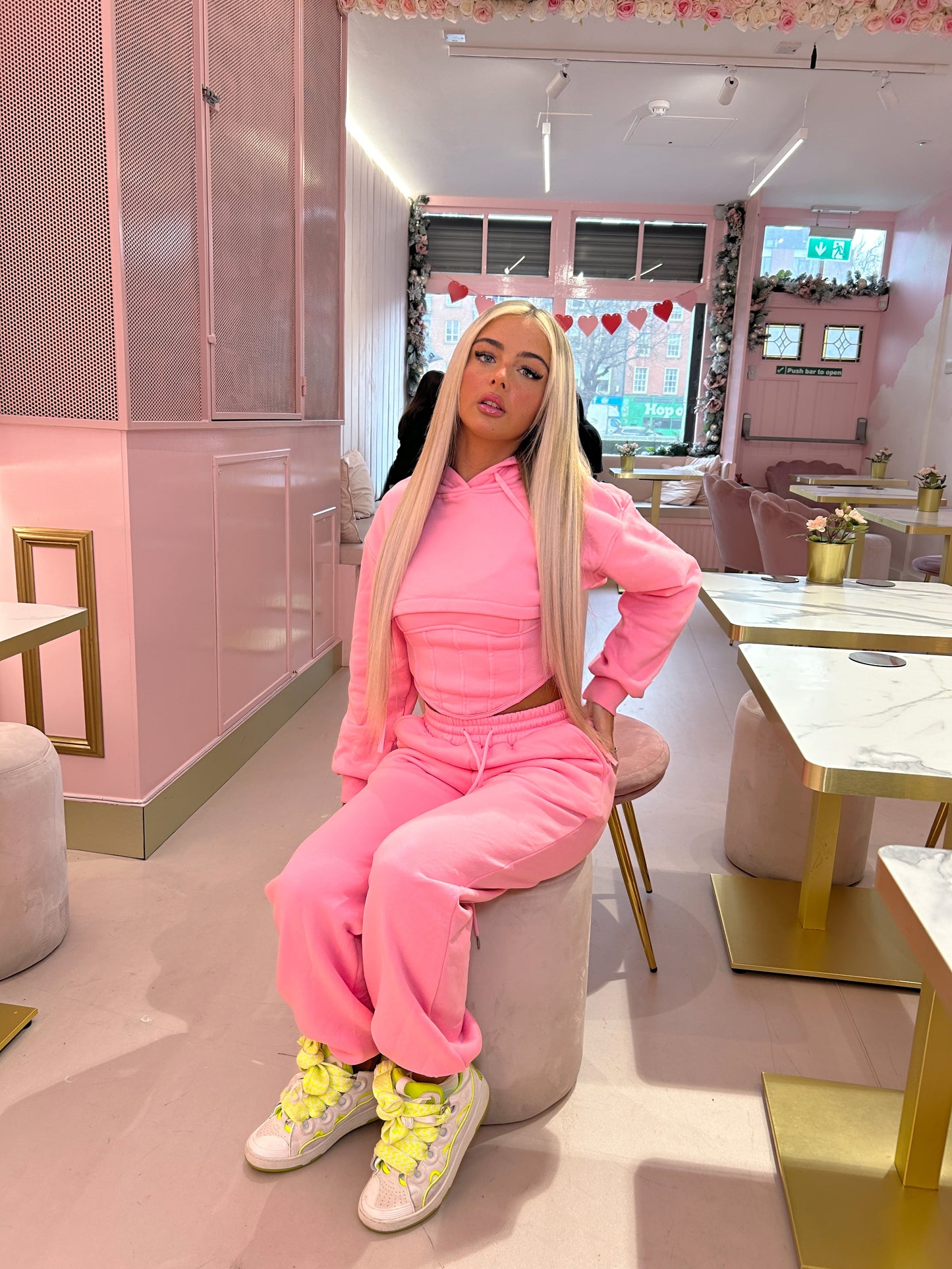 Pink 3 piece tracksuit and corset top