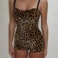 LIMITED EDITION HAND MADE AND DESIGNED IN HOUSE: Leopard print velour playsuit