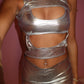 ‘Bella’ Silver metallic Cut out top