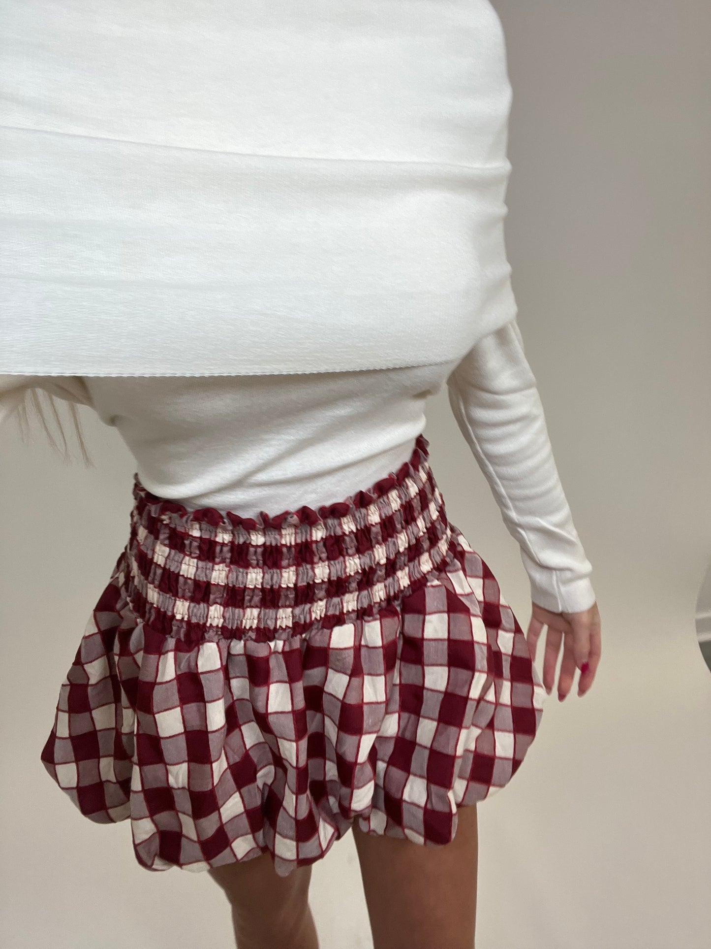 Gingham high waist bubble skirt