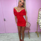 Red bow front dress