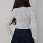 White lace up long sleeve top