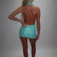 LIMITED EDITION HAND MADE AND DESIGNED IN HOUSE: ‘Aura’ blue lace dress