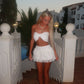 LIMITED EDITION HAND MADE AND DESIGNED IN HOUSE: White shimmer frilly Rara skirt co-ord