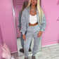 Grey ruched sleeve tracksuit
