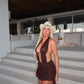 LIMITED EDITION HAND MADE AND DESIGNED IN HOUSE: Brown lace Lilly dress