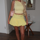 Butter yellow Puffball Hem Mini Skirt