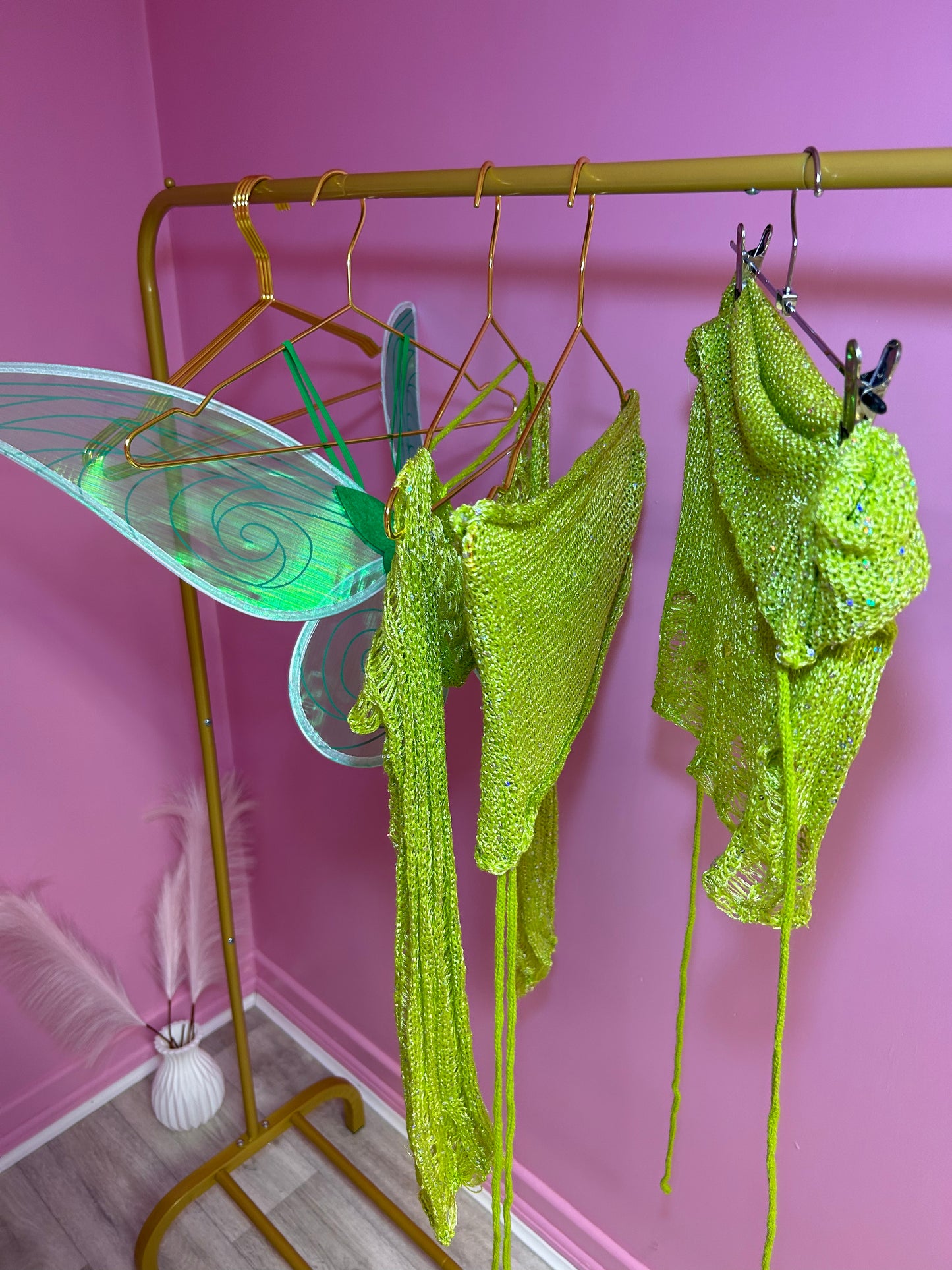Green fairy wings