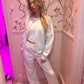 Grey plush wide leg tracksuit
