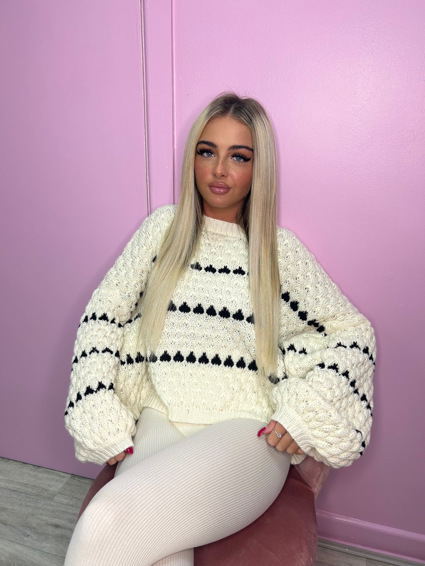 Cream crochet knit jumper