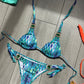 Blue Aztec bikini top