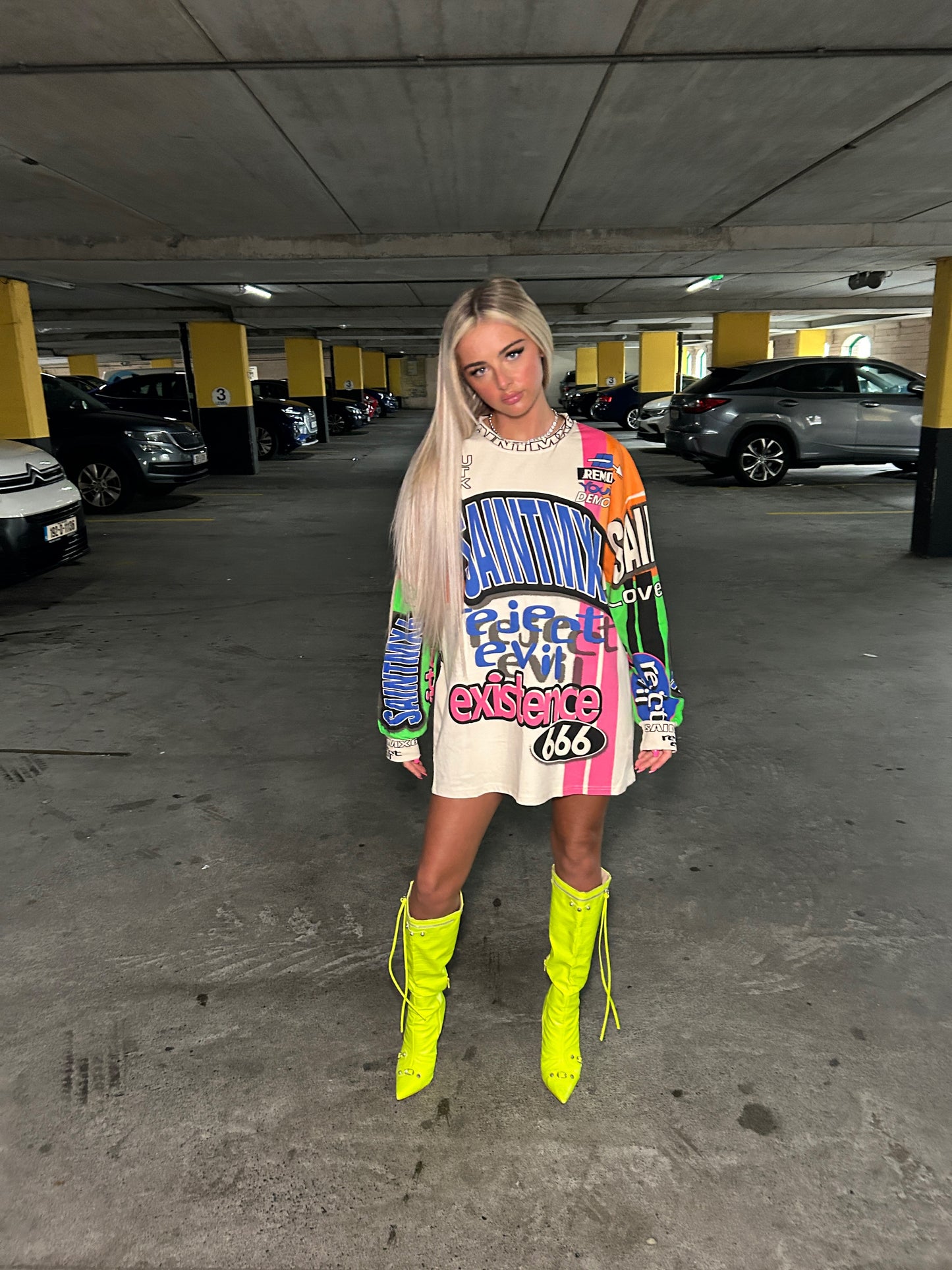 Graffiti over sized jumper dress