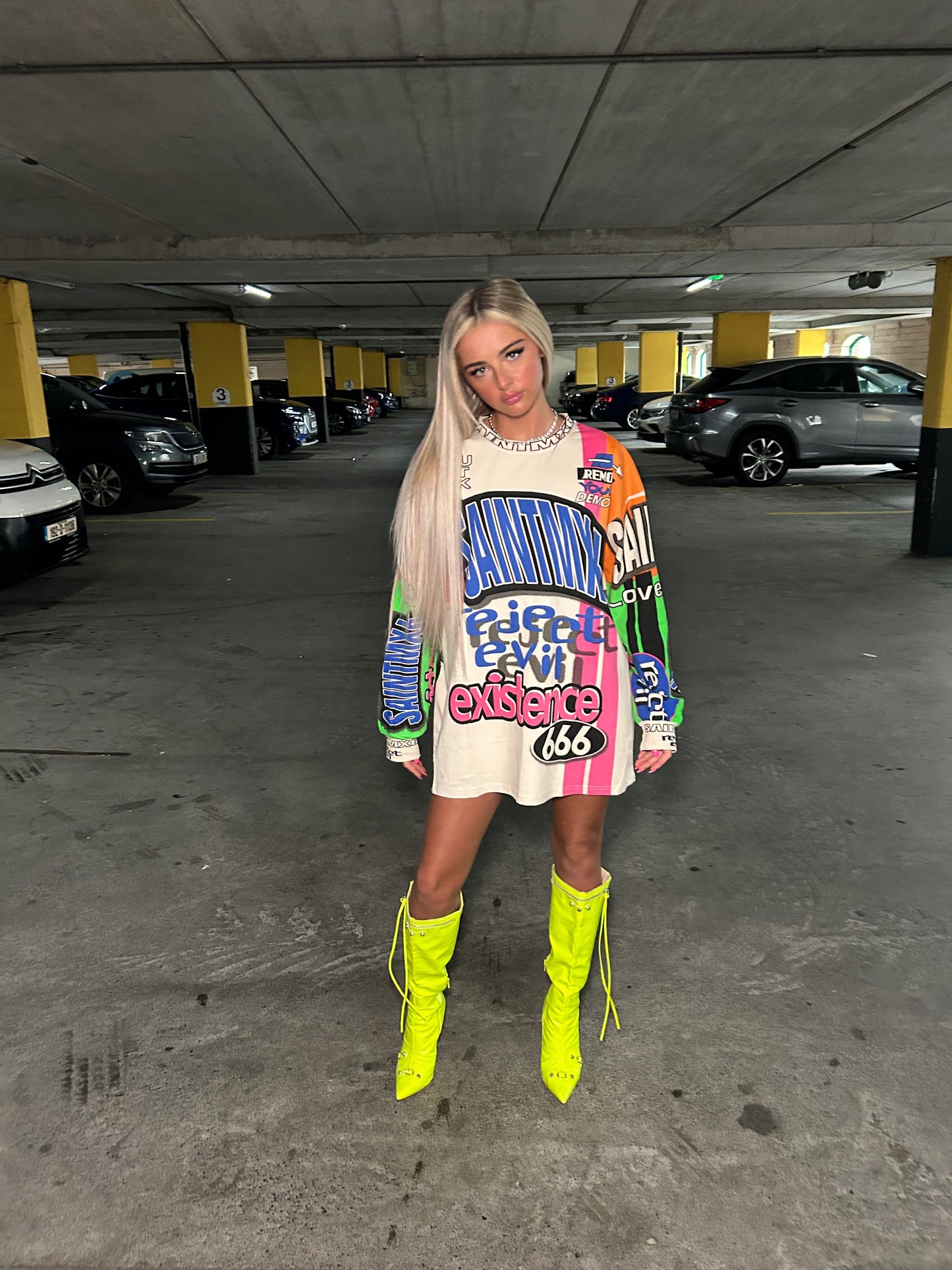 Graffiti over sized jumper dress