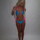 LIMITED EDITION HAND MADE AND DESIGNED IN HOUSE: Tribal blue and pink bikini