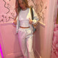 Grey plush wide leg tracksuit