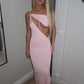 LIMITED EDITION HANDMADE & DESIGNED IN HOUSE: pink slinky ‘Robyn’ midi dress