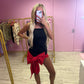 Black and red bow front mini dress