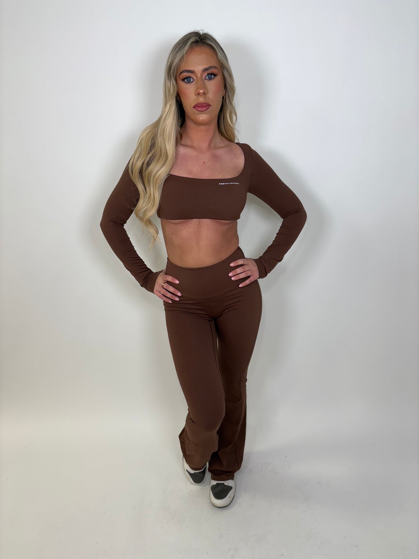 GYM GIRL ERA EXCLUSIVE chocolate brown sculpt flared bottoms