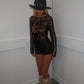 Black crochet playsuit