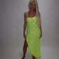 LIMITED EDITION HAND MADE AND DESIGNED IN HOUSE: Neon yellow Split leg dress