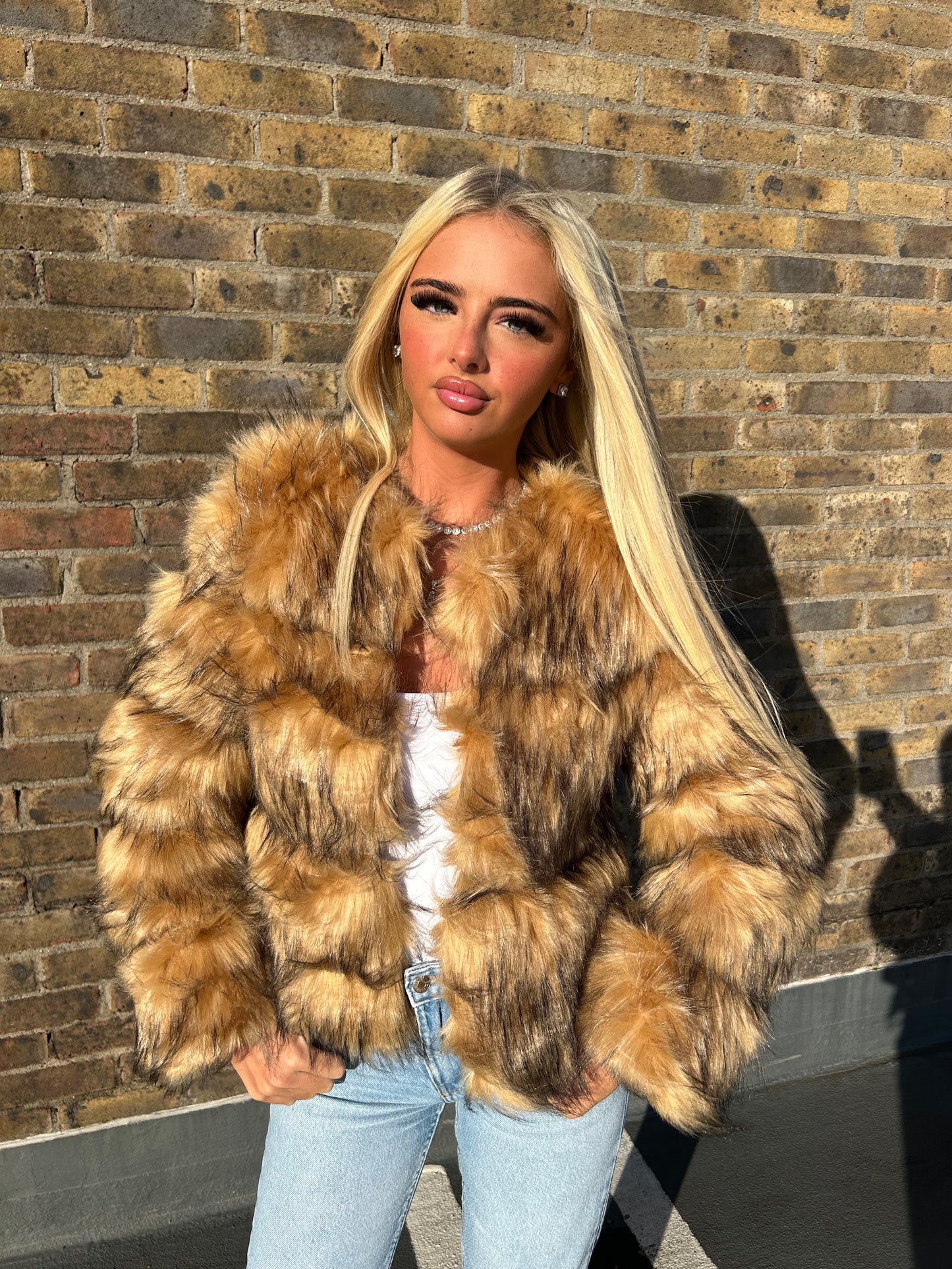 PRE ORDER Raccoon Faux fur 3/4 sleeve coat