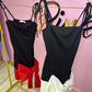 Black and red bow front mini dress