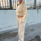 Beige Acid wash wide leg tracksuit