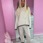 Contrast knitted jumper and wide leg trouser set