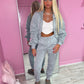 Grey ruched sleeve tracksuit