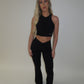 GYM GIRL ERA EXCLUSIVE Black sculpt V waist flared bottoms
