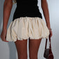 Black and beige puff high neck dress