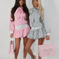 Grey bow blouse and puff ball skirt set