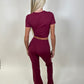 Sculpt burgundy crop top and flared leggings set