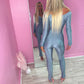 Galactic Grey slinky top and bottoms set