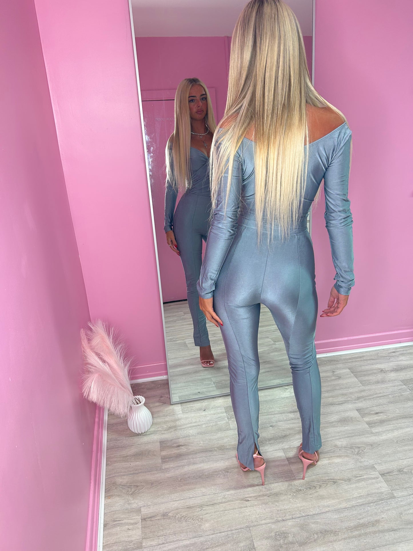 Galactic Grey slinky top and bottoms set