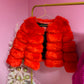 PRE ORDER Red 3/4 sleeve Faux fur jacket